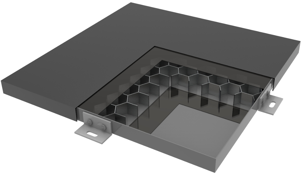 Layered aluminum honeycomb panel
