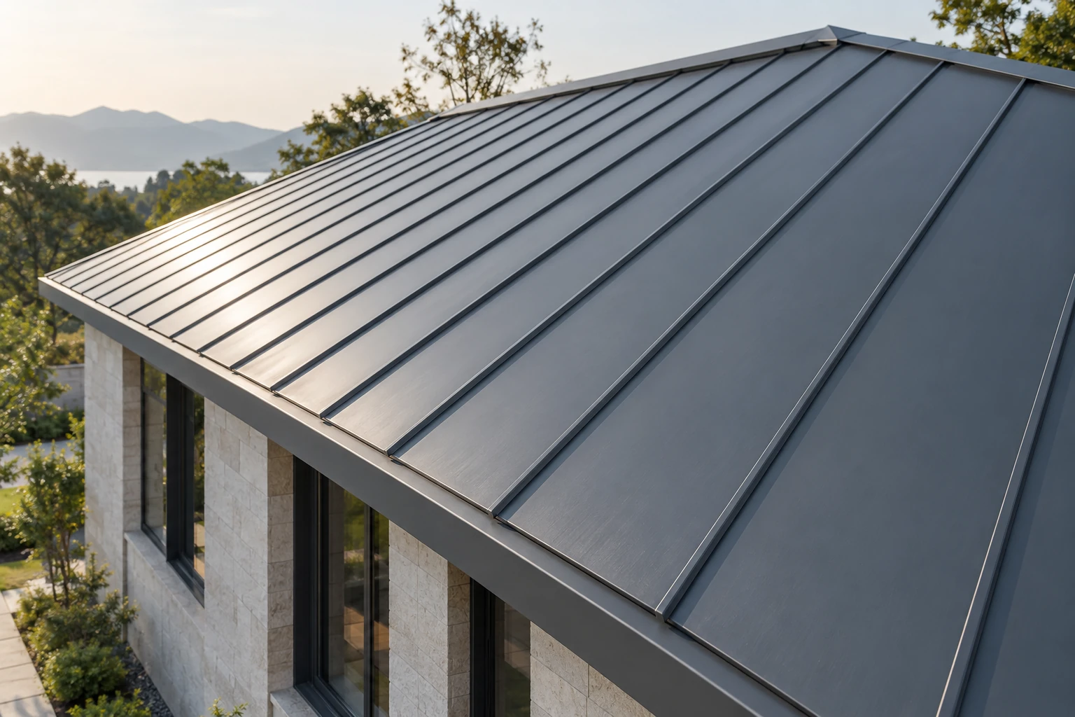 Fully supported standing seam roof application — AI-generated illustration