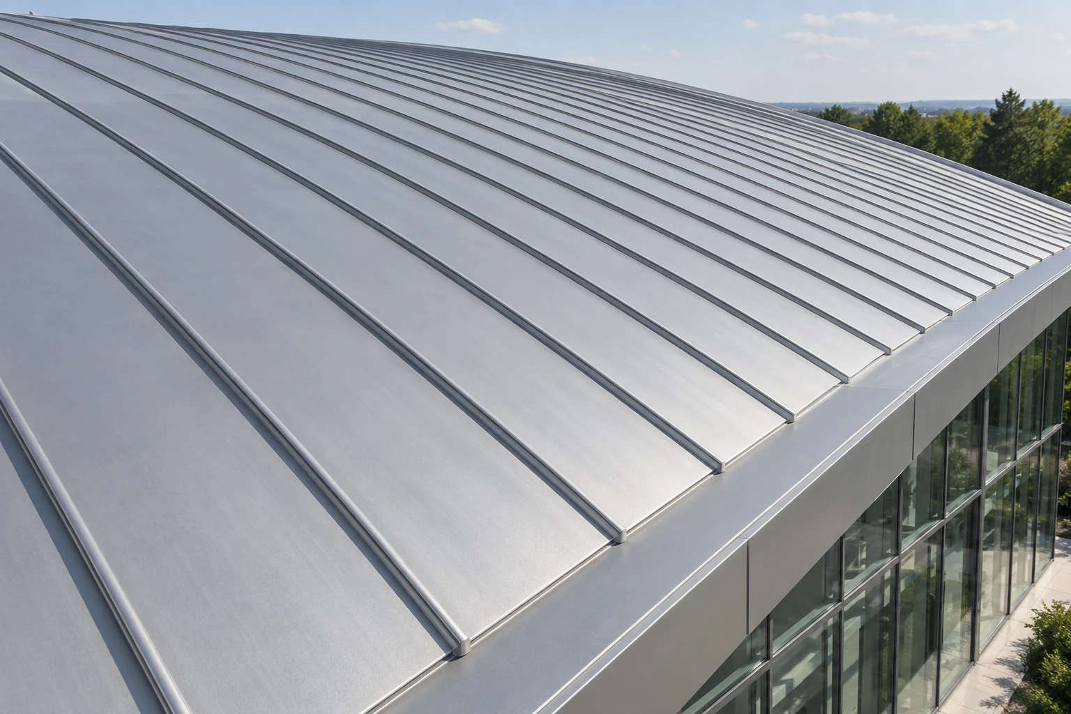 Point-fixed standing seam roof application — AI-generated illustration